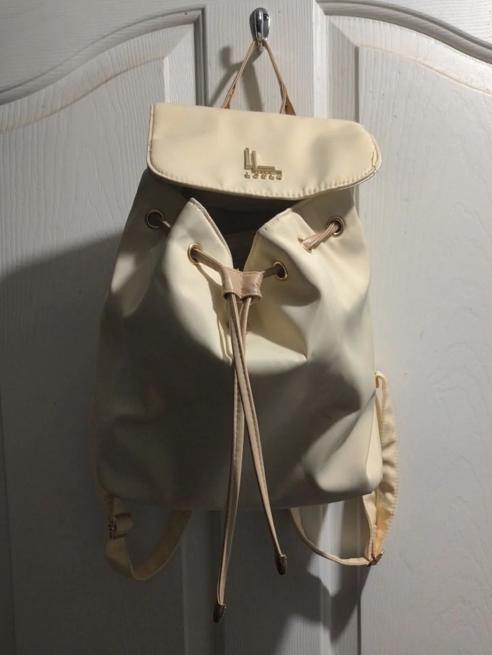 Cream Drawstring Backpack